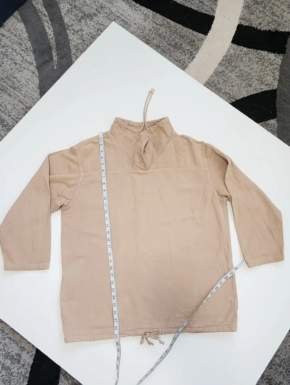 Soft Surroundings Beige Linen Blend Drawstring Pullover Top Size L